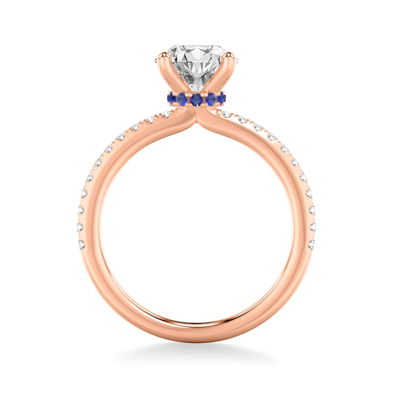 Artcarved Bridal Mounted with CZ Center Classic Engagement Ring 18K Rose Gold & Blue Sapphire