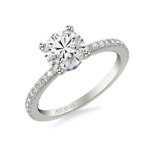 Artcarved Bridal Semi-Mounted with Side Stones Classic Engagement Ring 14K White Gold & Blue Sapphire