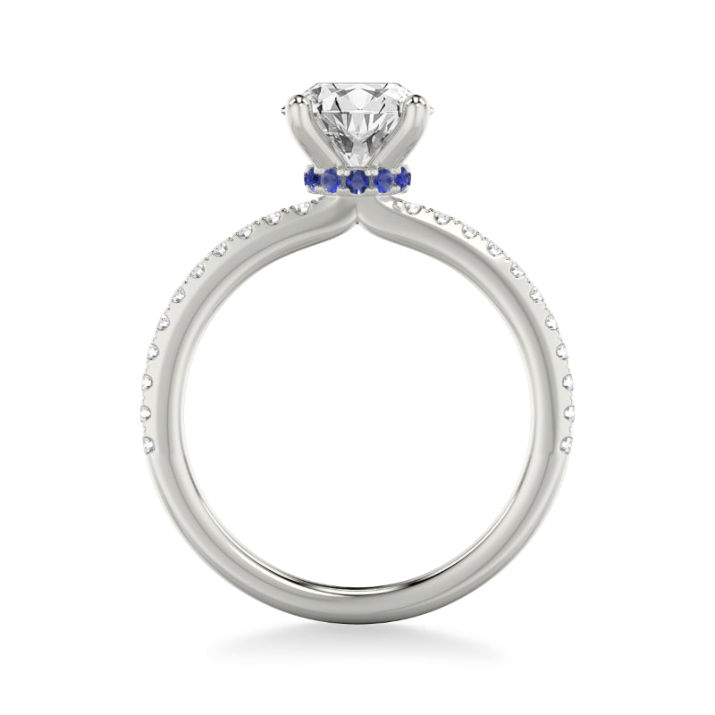 Artcarved Bridal Mounted with CZ Center Classic Engagement Ring 14K White Gold & Blue Sapphire