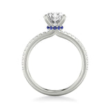 Artcarved Bridal Semi-Mounted with Side Stones Classic Engagement Ring 18K White Gold & Blue Sapphire