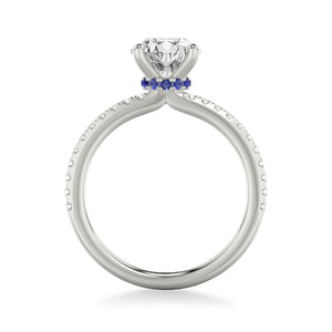 Artcarved Bridal Mounted with CZ Center Classic Engagement Ring 18K White Gold & Blue Sapphire