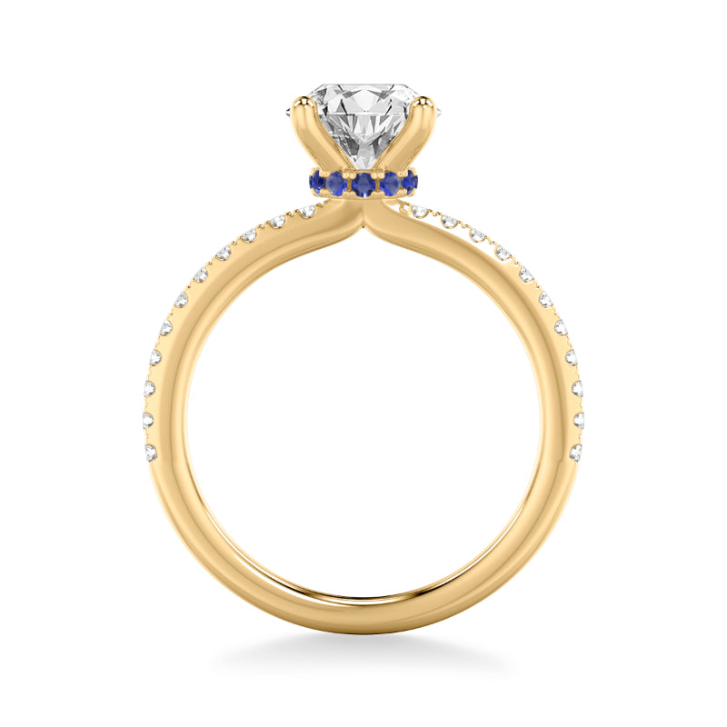 Artcarved Bridal Semi-Mounted with Side Stones Classic Engagement Ring 14K Yellow Gold & Blue Sapphire