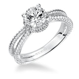 Artcarved Bridal Mounted with CZ Center Contemporary Twist Halo Engagement Ring Serina 14K White Gold