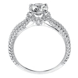 Artcarved Bridal Semi-Mounted with Side Stones Contemporary Twist Halo Engagement Ring Serina 14K White Gold