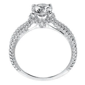 Artcarved Bridal Mounted with CZ Center Contemporary Twist Halo Engagement Ring Serina 14K White Gold