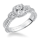 Artcarved Bridal Semi-Mounted with Side Stones Contemporary Twist 3-Stone Engagement Ring Mandy 14K White Gold