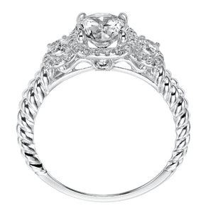 Artcarved Bridal Mounted with CZ Center Contemporary Twist 3-Stone Engagement Ring Mandy 14K White Gold