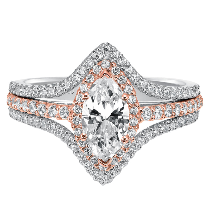 Artcarved Bridal Mounted with CZ Center Classic Halo Engagement Ring Dorsey 14K White Gold