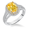 Artcarved Bridal Mounted with CZ Center Classic Halo Engagement Ring Lena 14K White Gold Primary & 14K Yellow Gold