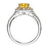 Artcarved Bridal Mounted with CZ Center Classic Halo Engagement Ring Lena 14K White Gold Primary & 14K Yellow Gold