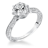 Artcarved Bridal Mounted with CZ Center Vintage Vintage Engagement Ring Veva 14K White Gold