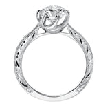 Artcarved Bridal Semi-Mounted with Side Stones Vintage Vintage Engagement Ring Veva 14K White Gold