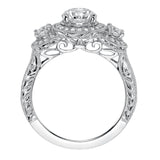 Artcarved Bridal Semi-Mounted with Side Stones Vintage Engraved 3-Stone Engagement Ring Ophelia 14K White Gold