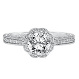 Artcarved Bridal Semi-Mounted with Side Stones Vintage Vintage Halo Engagement Ring Althea 14K White Gold