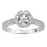 Artcarved Bridal Mounted with CZ Center Vintage Vintage Halo Engagement Ring Althea 14K White Gold