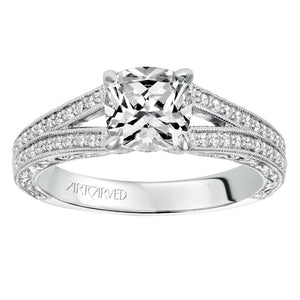 Artcarved Bridal Mounted with CZ Center Vintage Vintage Engagement Ring Vivienne 14K White Gold