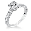 Artcarved Bridal Mounted with CZ Center Vintage Engraved Solitaire Engagement Ring Philomena 14K White Gold