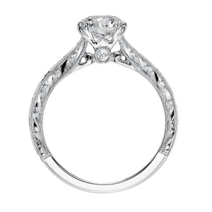 Artcarved Bridal Semi-Mounted with Side Stones Vintage Engraved Solitaire Engagement Ring Philomena 14K White Gold