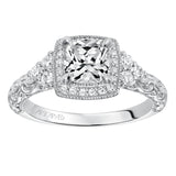 Artcarved Bridal Semi-Mounted with Side Stones Vintage Signature Halo Engagement Ring Alexandra 14K White Gold