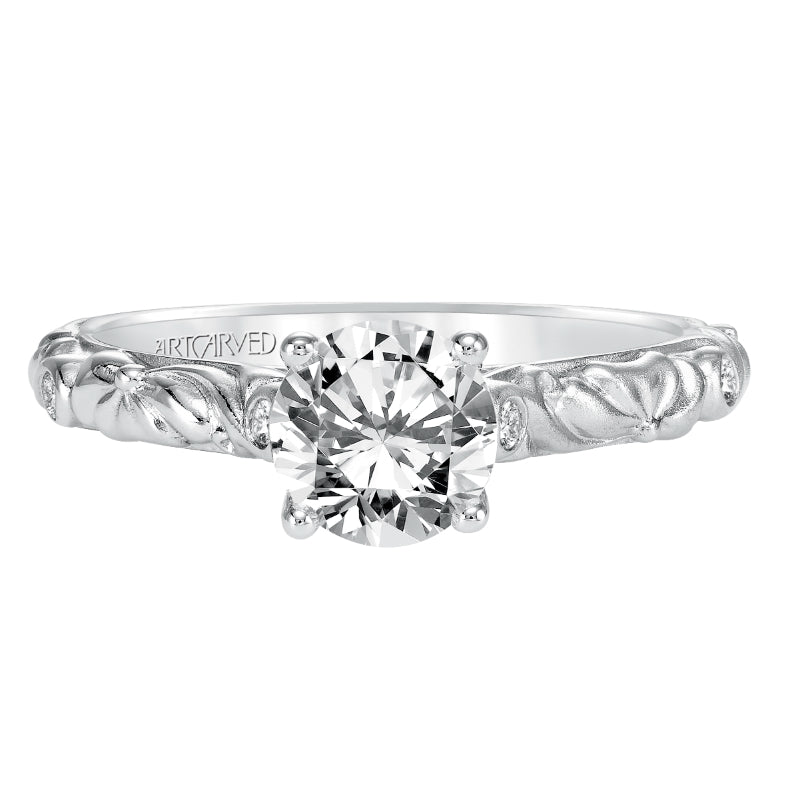 Artcarved Bridal Mounted with CZ Center Vintage Signature Engagement Ring Aurelie 14K White Gold