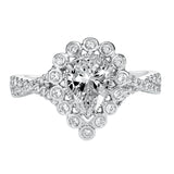 Artcarved Bridal Mounted with CZ Center Contemporary Bezel Halo Engagement Ring Genevieve 14K White Gold