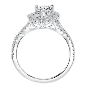 Artcarved Bridal Semi-Mounted with Side Stones Contemporary Bezel Halo Engagement Ring Genevieve 14K White Gold