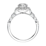 Artcarved Bridal Semi-Mounted with Side Stones Contemporary Bezel Halo Engagement Ring Pia 14K White Gold