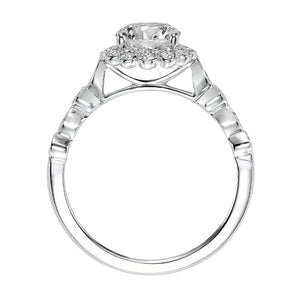 Artcarved Bridal Mounted with CZ Center Contemporary Bezel Halo Engagement Ring Pia 14K White Gold