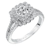 Artcarved Bridal Semi-Mounted with Side Stones Contemporary Bezel Halo Engagement Ring Ciana 14K White Gold