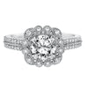 Artcarved Bridal Mounted with CZ Center Vintage Floral Halo Engagement Ring Jasmine 14K White Gold