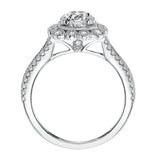 Artcarved Bridal Mounted with CZ Center Vintage Floral Halo Engagement Ring Jasmine 14K White Gold
