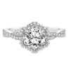 Artcarved Bridal Mounted with CZ Center Contemporary Floral Halo Engagement Ring Monique 14K White Gold