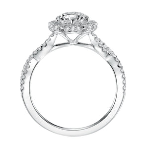 Artcarved Bridal Semi-Mounted with Side Stones Contemporary Floral Halo Engagement Ring Monique 14K White Gold