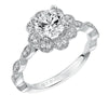 Artcarved Bridal Mounted with CZ Center Vintage Floral Halo Engagement Ring Sabina 14K White Gold