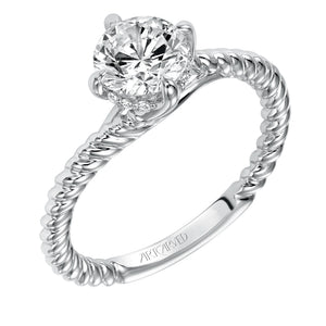 Artcarved Bridal Semi-Mounted with Side Stones Contemporary Americana Solitaire Engagement Ring Aline 14K White Gold