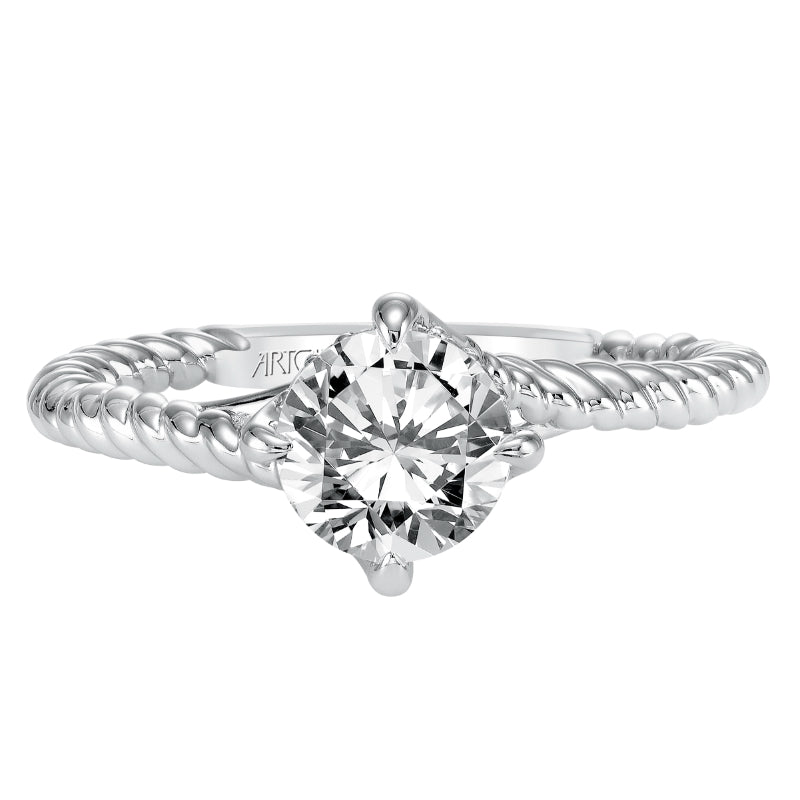 Artcarved Bridal Semi-Mounted with Side Stones Contemporary Americana Solitaire Engagement Ring Aline 14K White Gold
