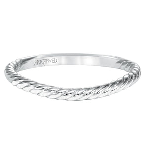 Artcarved Bridal Band No Stones Contemporary Twist Solitaire Wedding Band Caitlin 14K White Gold