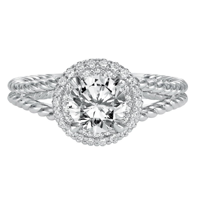 Artcarved Bridal Mounted with CZ Center Contemporary Americana Halo Engagement Ring Margo 14K White Gold