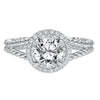 Artcarved Bridal Semi-Mounted with Side Stones Contemporary Americana Halo Engagement Ring Margo 14K White Gold