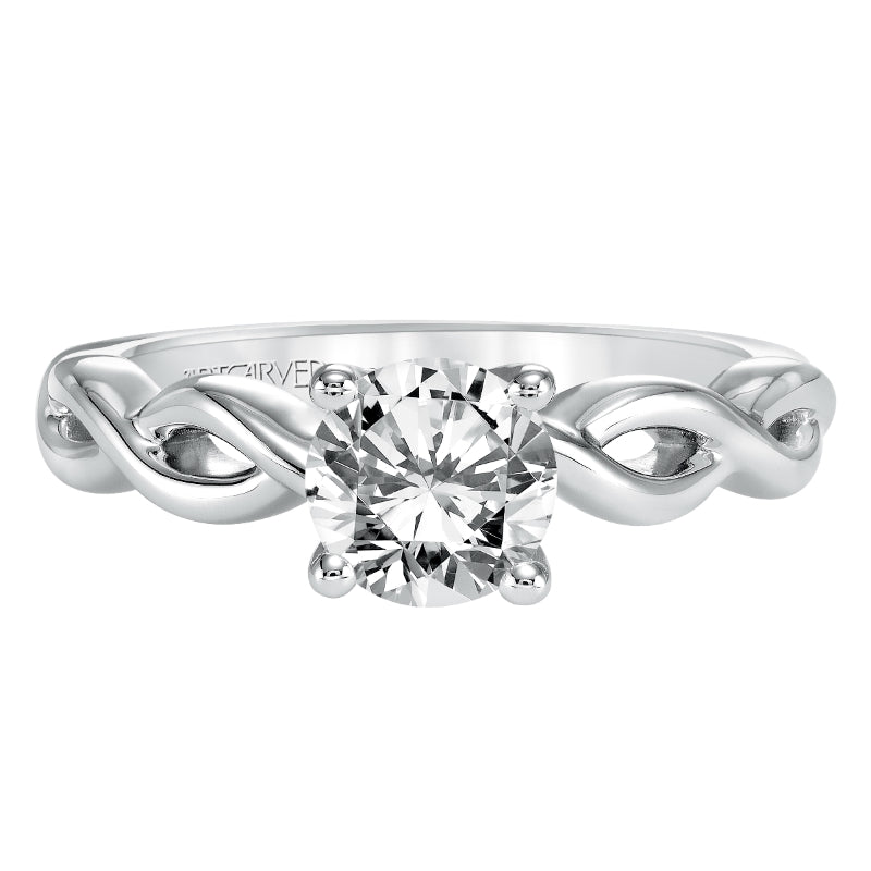 Artcarved Bridal Semi-Mounted with Side Stones Contemporary Twist Solitaire Engagement Ring Alicia 14K White Gold