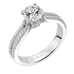 Artcarved Bridal Semi-Mounted with Side Stones Classic Engagement Ring Kira 14K White Gold