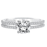 Artcarved Bridal Semi-Mounted with Side Stones Classic Engagement Ring Kira 14K White Gold