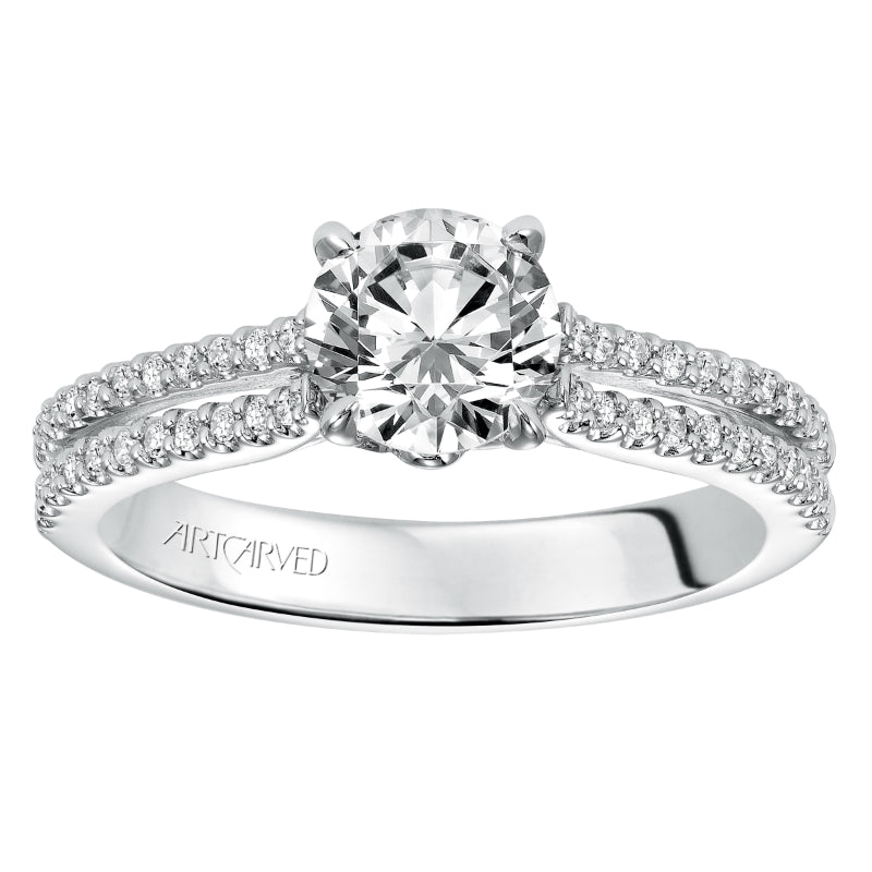 Artcarved Bridal Mounted with CZ Center Classic Engagement Ring Kira 14K White Gold