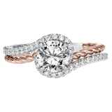 Artcarved Bridal Semi-Mounted with Side Stones Contemporary Engagement Ring Nina 14K White Gold Primary & 14K Rose Gold