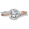 Artcarved Bridal Semi-Mounted with Side Stones Contemporary Engagement Ring Nina 14K White Gold Primary & 14K Rose Gold