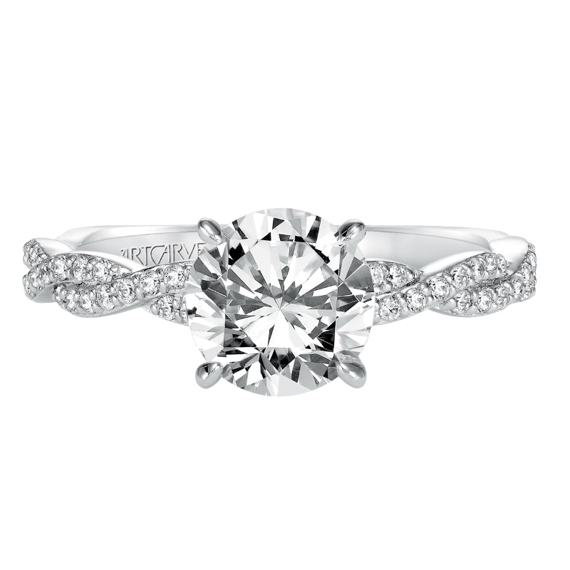 Artcarved Bridal Semi-Mounted with Side Stones Contemporary Twist Engagement Ring Madeleine 14K White Gold