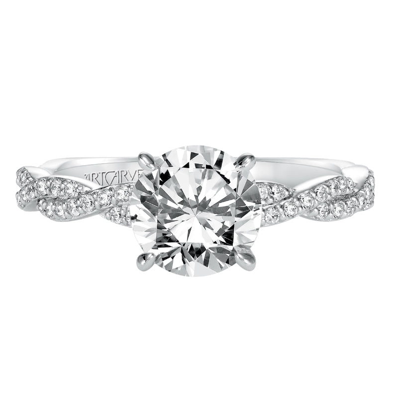 Artcarved Bridal Mounted with CZ Center Contemporary Twist Engagement Ring Madeleine 14K White Gold