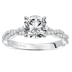 Artcarved Bridal Semi-Mounted with Side Stones Contemporary Twist Engagement Ring Madeleine 14K White Gold