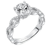 Artcarved Bridal Mounted with CZ Center Contemporary Twist Diamond Engagement Ring 14K White Gold
