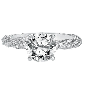 Artcarved Bridal Mounted with CZ Center Contemporary Twist Diamond Engagement Ring Evie 14K White Gold